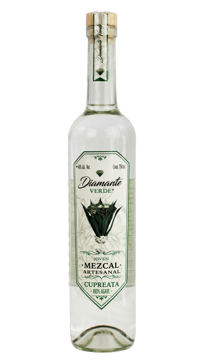 Diamante Verde Mezcal Cupreata — botella artesanal